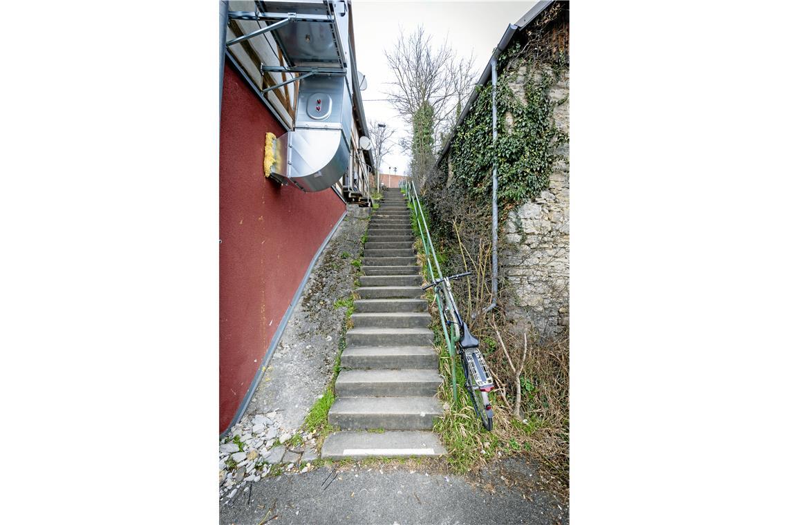 Die Treppe zwischen Gartenstraße und Walksteige wird viel genutzt, aber wohl kaum wegen ihrer Atmosphäre.