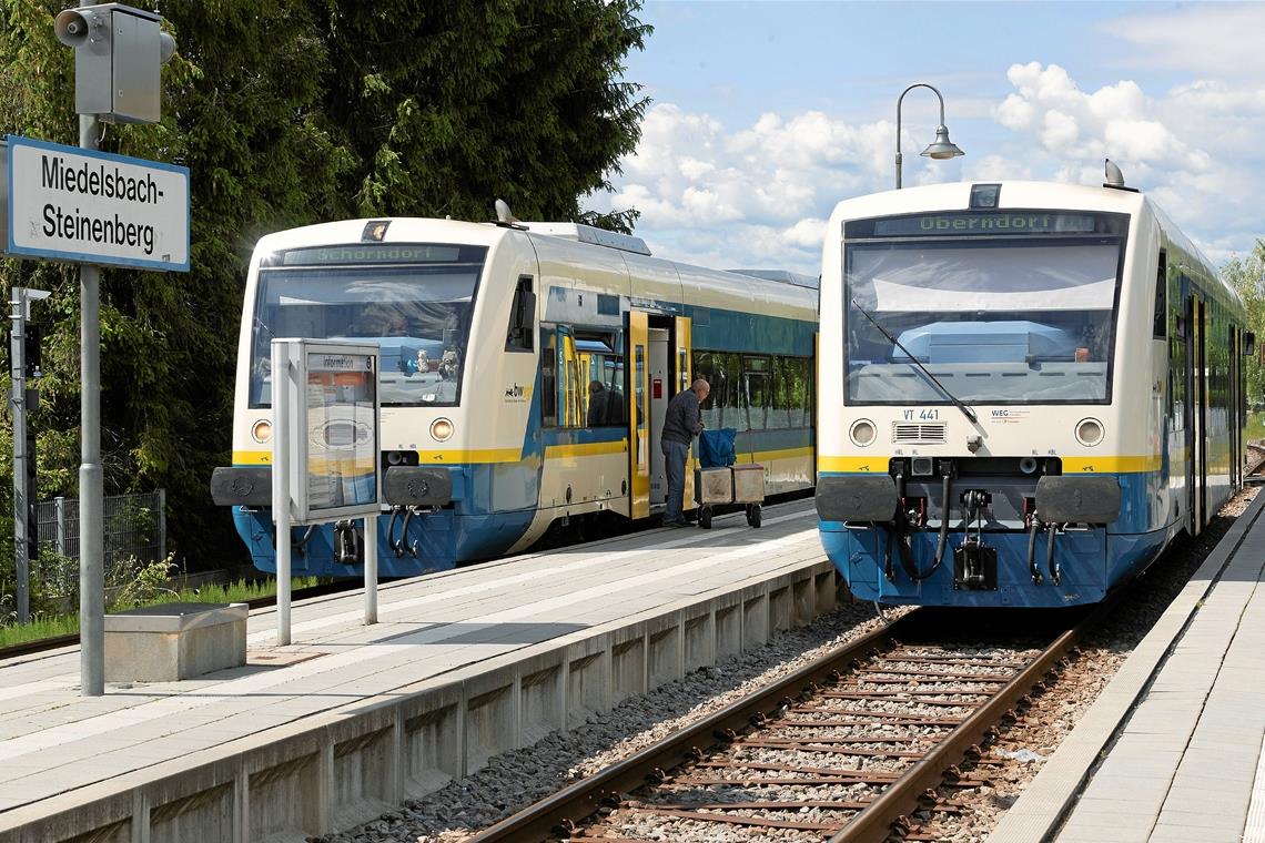 Die Triebwagen der Wieslauftalbahn fahren normalerweise nur zwischen Schorndorf und Rudersberg-Oberndorf. Eine Ausweitung bis Welzheim wird immer wieder gefordert. Archivfoto: J. Fiedler