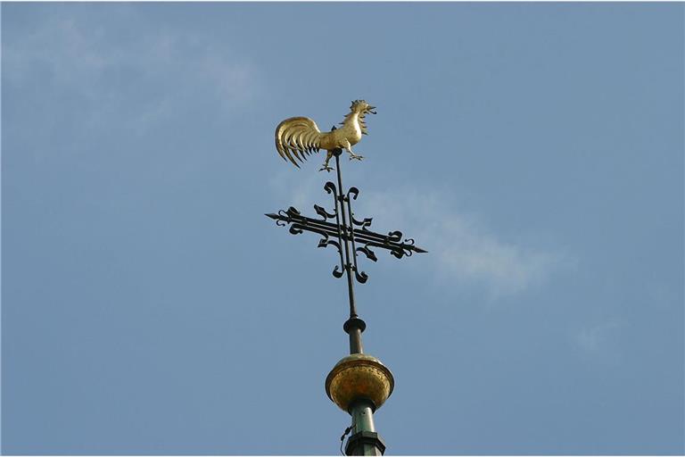 Die Turmzier wird derzeit saniert.Foto: E. Layher