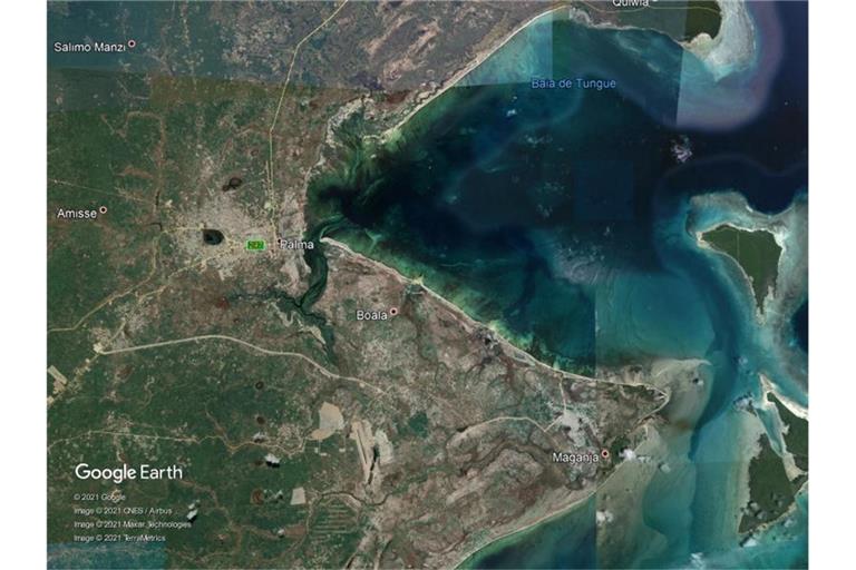 Die undatierte Aufnahme von Google Earth zeigt den Ort Palma in der Provinz Cabo Delgado. Foto: -/Google/dpa