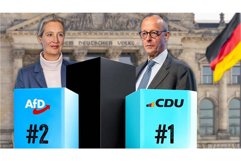Die Union um Bundeskanzler Friedrich Merz hat weiterhin die Nase vorn vor der AfD um Alice Weidel.