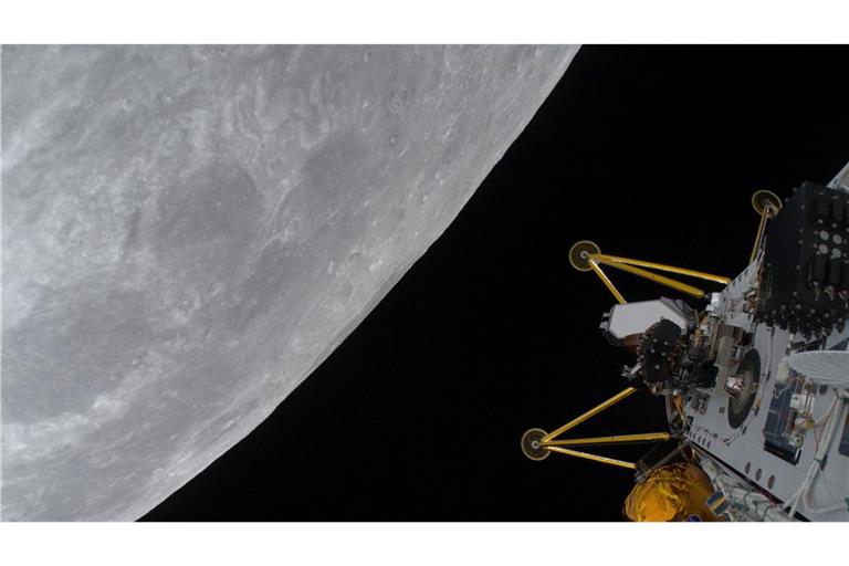 Die US-Raumsonde „Athena“ im Anflug auf den Mond.