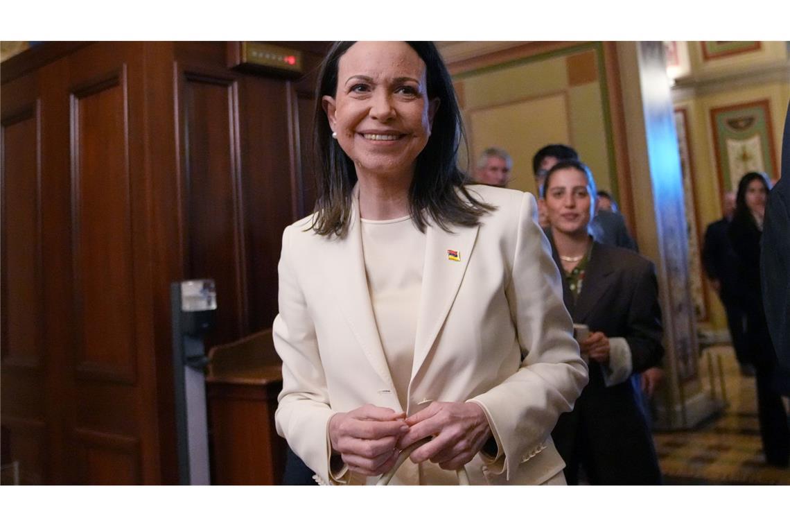 Die venezolanische Oppositionsführerin María Corina Machado ist um ein gutes Verhältnis zu Donald Trump bemüht.