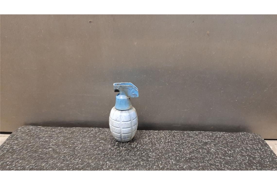 Handgranate entpuppt sich als Wasserspritzpistole Die vermeintliche Handgranate entpuppte sich als Wasserpistole.