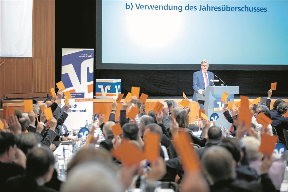 Die Versammlung der Vertreter folgte den Vorschlägen von Vorstand und Aufsichtsrat einstimmig. Foto: Volksbank Backnang/A. Becher