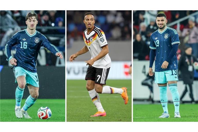Die VfB-Profis Angelo Stiller, Jamie Leweling und Deniz Undav (von links) wollen wieder ins Nationaltrikot schlüpfen.