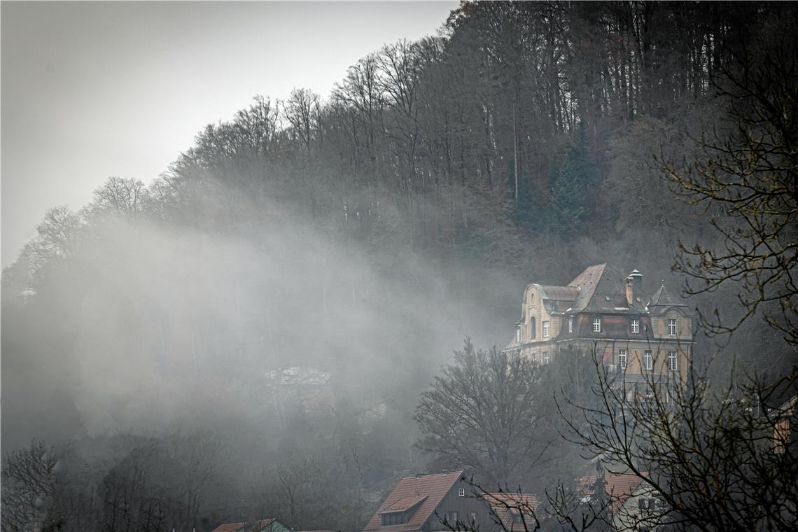 Die Villa Franck im Nebel: Graue Tage gab es viele im Dezember. Foto: A. Becher