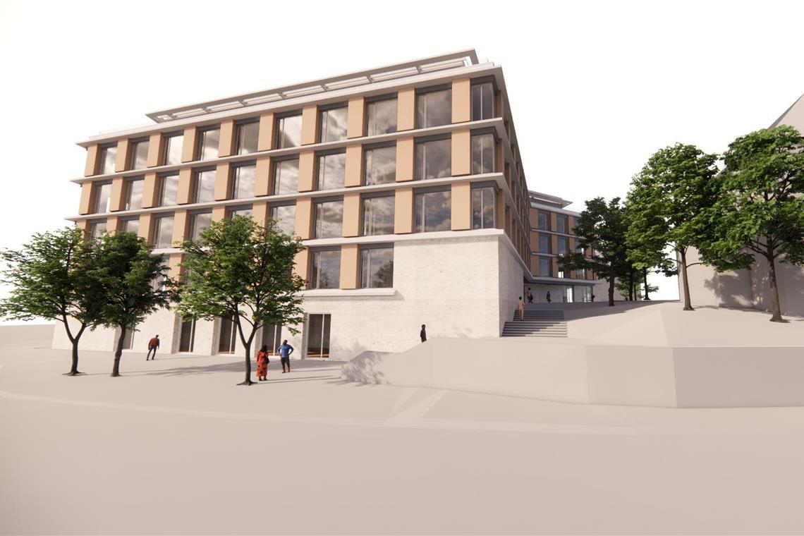 Nacht der offenen Tür im Landratsamt in Waiblingen Die Vision wird Wirklichkeit: Der Erweiterungsbau ist kurz vor der Fertigstellung. Inwiefern er dem Entwurf entspricht, können Besucher selbst beobachten. Visualisierung: A+R Architekten