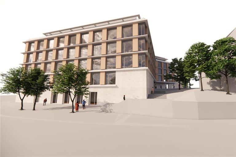 Die Vision wird Wirklichkeit: Der Erweiterungsbau ist kurz vor der Fertigstellung. Inwiefern er dem Entwurf entspricht, können Besucher selbst beobachten. Visualisierung: A+R Architekten