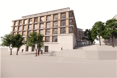 Die Vision wird Wirklichkeit: Der Erweiterungsbau ist kurz vor der Fertigstellung. Inwiefern er dem Entwurf entspricht, können Besucher selbst beobachten. Visualisierung: A+R Architekten