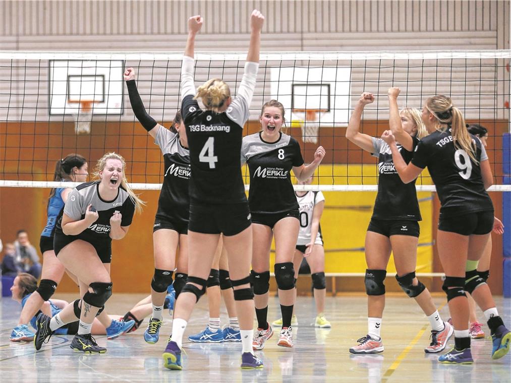 Rang zwei mit Tuchfühlung zum Ersten Die Volleyballerinnen der TSG Backnang bejubelten in der Oberliga-Vorrunde insgesamt acht Siege.Fotos: A. Becher