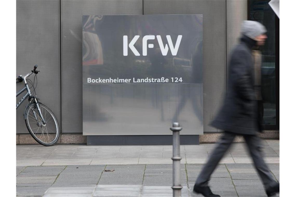 KfW erwartet Minus im ersten Quartal Die Zentrale der KfW Bankengruppe in Frankfurt. Foto: Frank Rumpenhorst/dpa