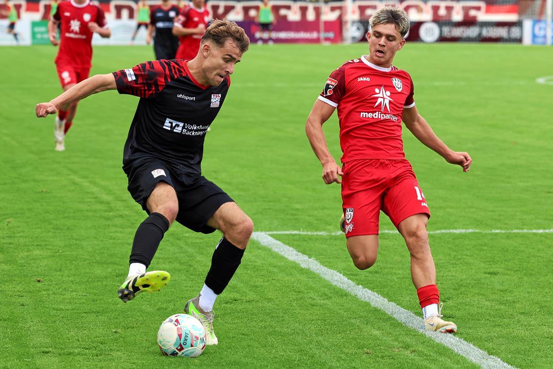 Die zwischenzeitliche Führung durch Lukas Hornek (links) hat der TSG nicht zum Punktgewinn gereicht. Foto: Alexander Hornauer