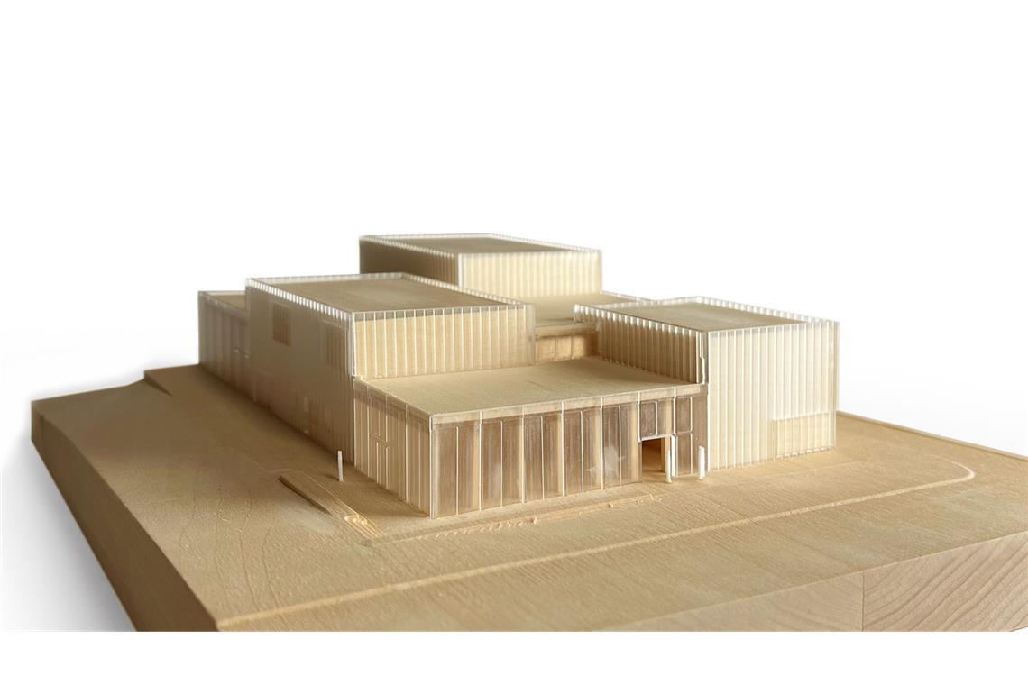 Dies ist das Entwurfsmodell des Architekturbüros Barkow Leibinger. Der Bau ist ein Projekt der Internationalen Bauausstellung „IBA 27“.