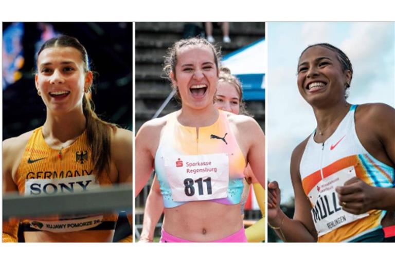 Diese drei Leichtathletinnen aus Stuttgart werden am 13. Juli bei unserem Talkformat „Gespräche im Gottlieb“ zu Gast sein (v.li): Sandrina Sprengel, Rosina Schneider und Laura Raquel Müller.