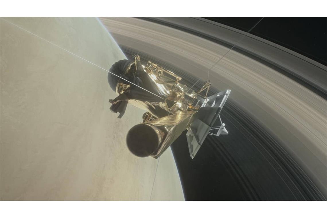 Diese Illustration zeigt die Nasa-Mission Cassini, die zwischen den Saturnringen operiert.
