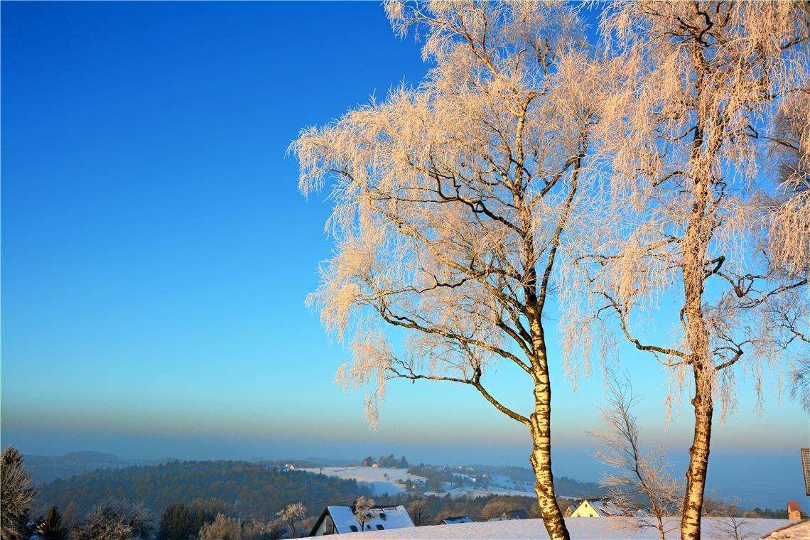 Diese schöne Aussicht auf die Backnanger Bucht konnte man im Januar auf der Haube bei Mannenberg genießen. Foto: Claudia Kleebaur