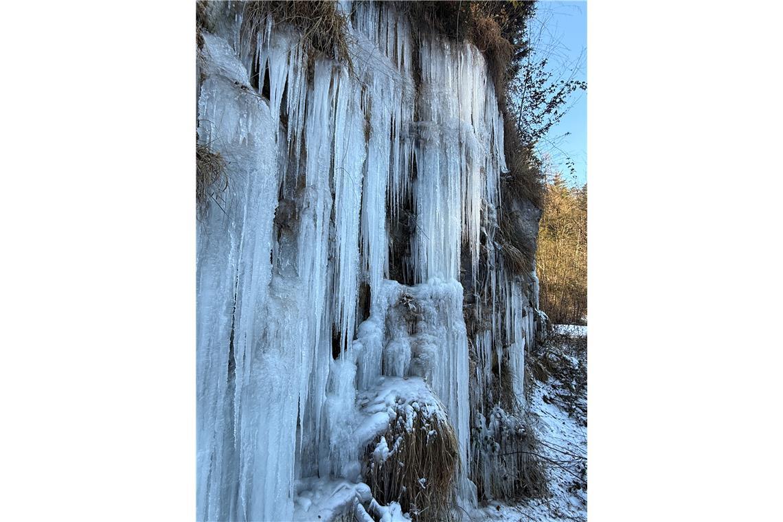 Diesen eisigen Vorhang hat Claudia Kleebaur zwischen Althütte und Klaffenbach ge...