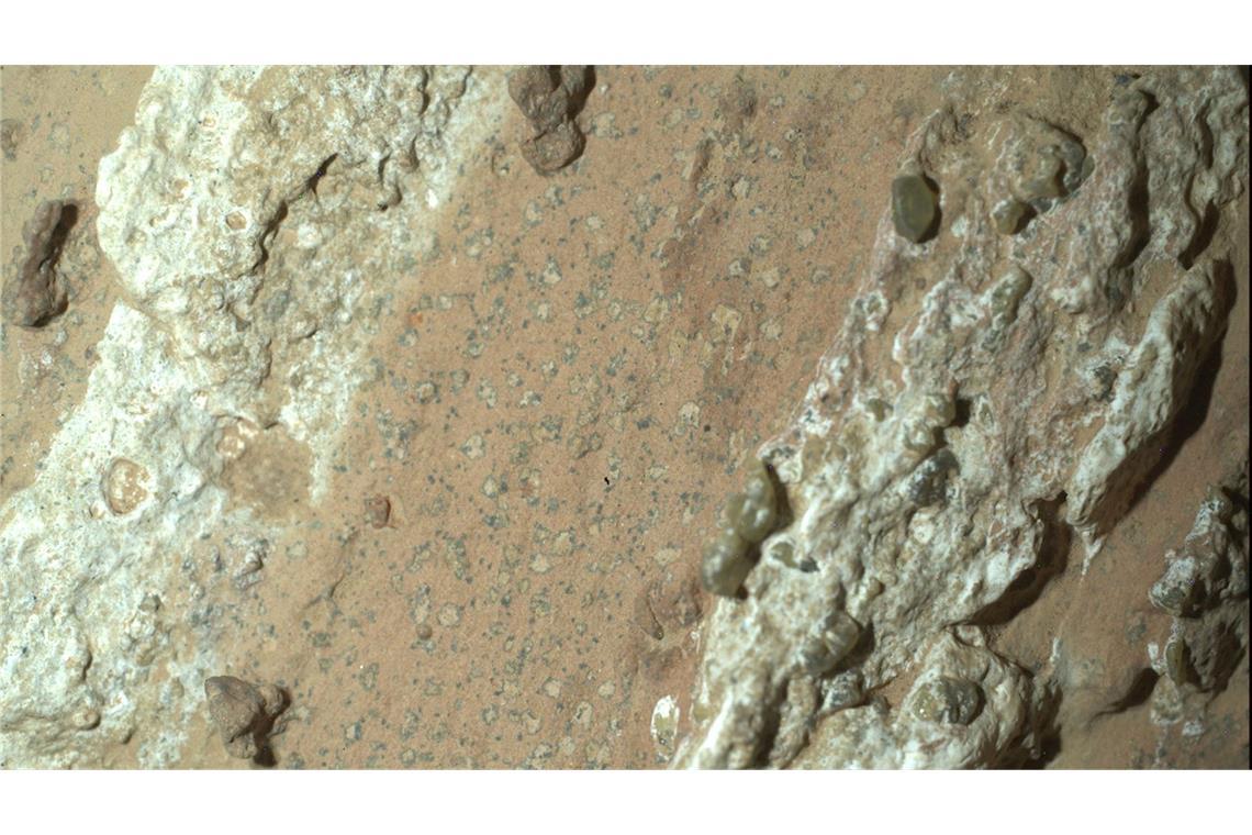 Dieses von der Nasa zur Verfügung gestellte Bild zeigt eine vom Nasa-Rover „Perseverance“ im vergangenen Jahr auf dem Mars entnommene Gesteinsprobe.
