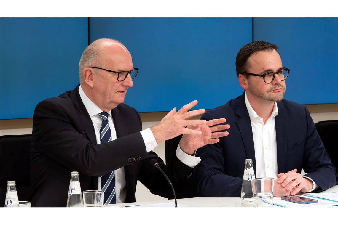 Dietmar Woidke, Brandenburgs Regierungschef, und Jan Redmann, CDU-Landesvorsitzender, präsentieren ihre Ziele für eine gemeinsame Koalition.