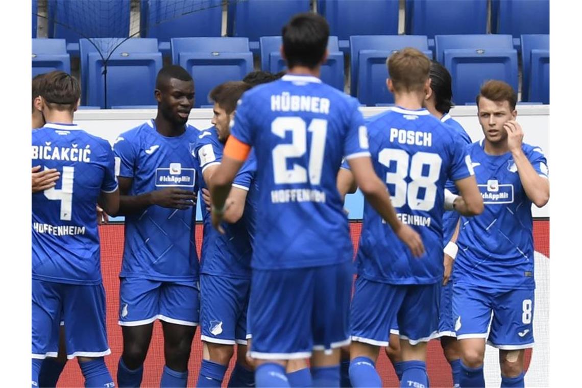 Die TSG Hoffenheim hat durch den Sieg gegen Union den Einzug in die Europa-League-Quali perfekt gemacht. Foto: Thomas Kienzle/AFP Pool/dpa