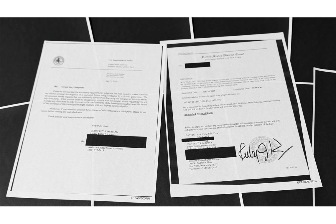 Dokumente aus einer ersten Tranche an Epstein-Akten.