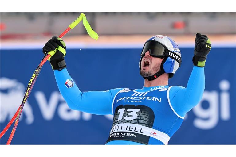 Dominik Paris jubelt über seinen schon fünften Abfahrtssieg in Kvitfjell.