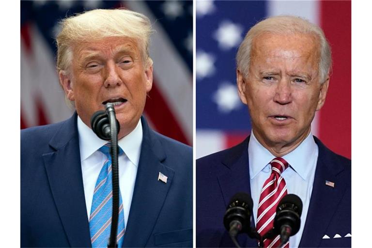 Donald Trump bewirbt sich um eine zweite und verfassungsgemäß letzte Amtszeit, der frühere Vizepräsident Joe Biden will ihn ablösen. Foto: Evan Vucci/Patrick Semansky/AP/dpa