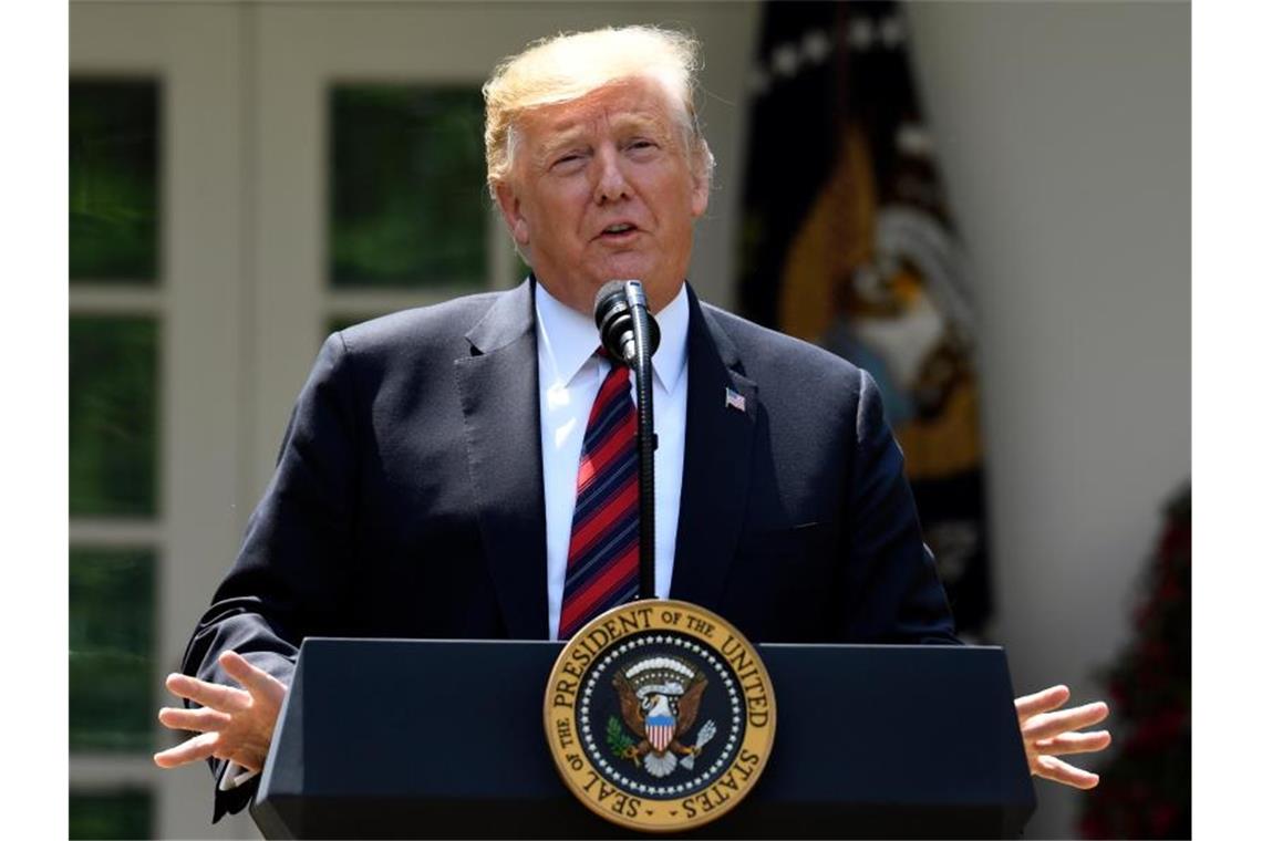 Trump legt Plan für Einwanderungsreform vor Donald Trump spricht im Rosengarten des Weißen Hauses. Foto: Susan Walsh/AP