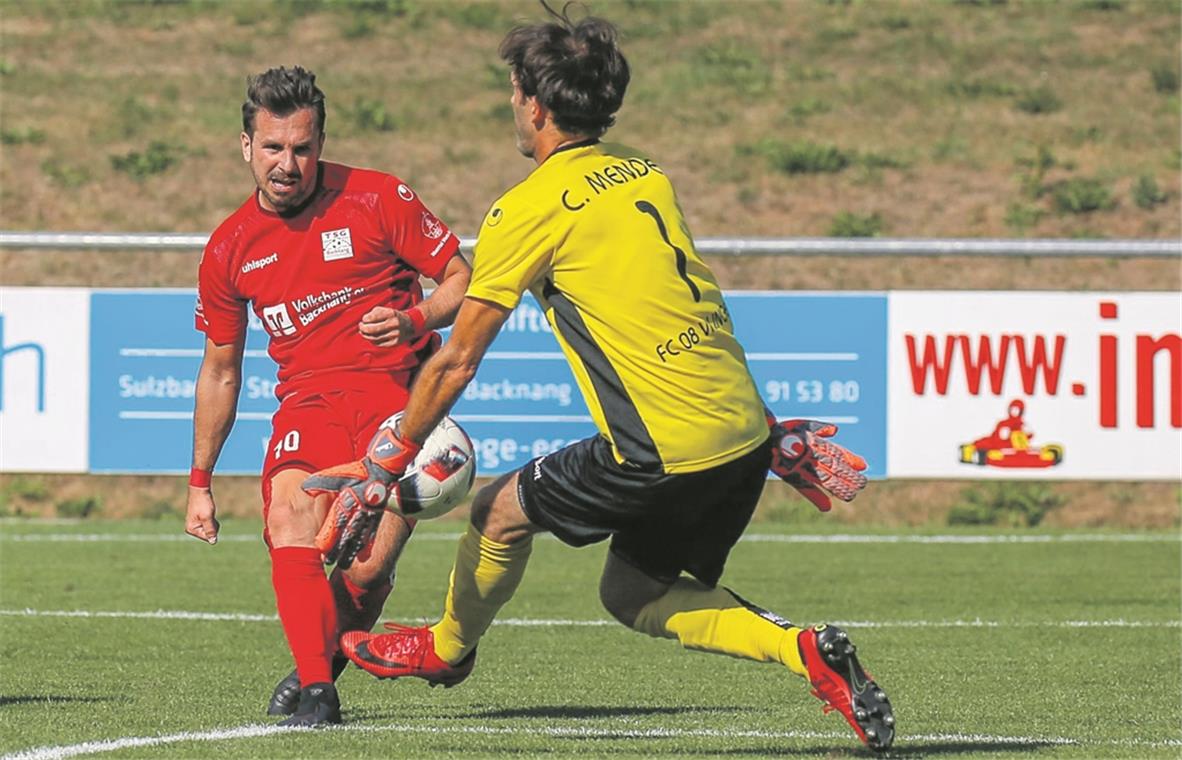 Ohne Marinic ist das Tor fast wie vernagelt Drei Tore in den ersten zwei Punktspielen, danach verletzt: Mario Marinic war für die TSG Backnang zu keiner Zeit zu ersetzen. Foto: A. Becher