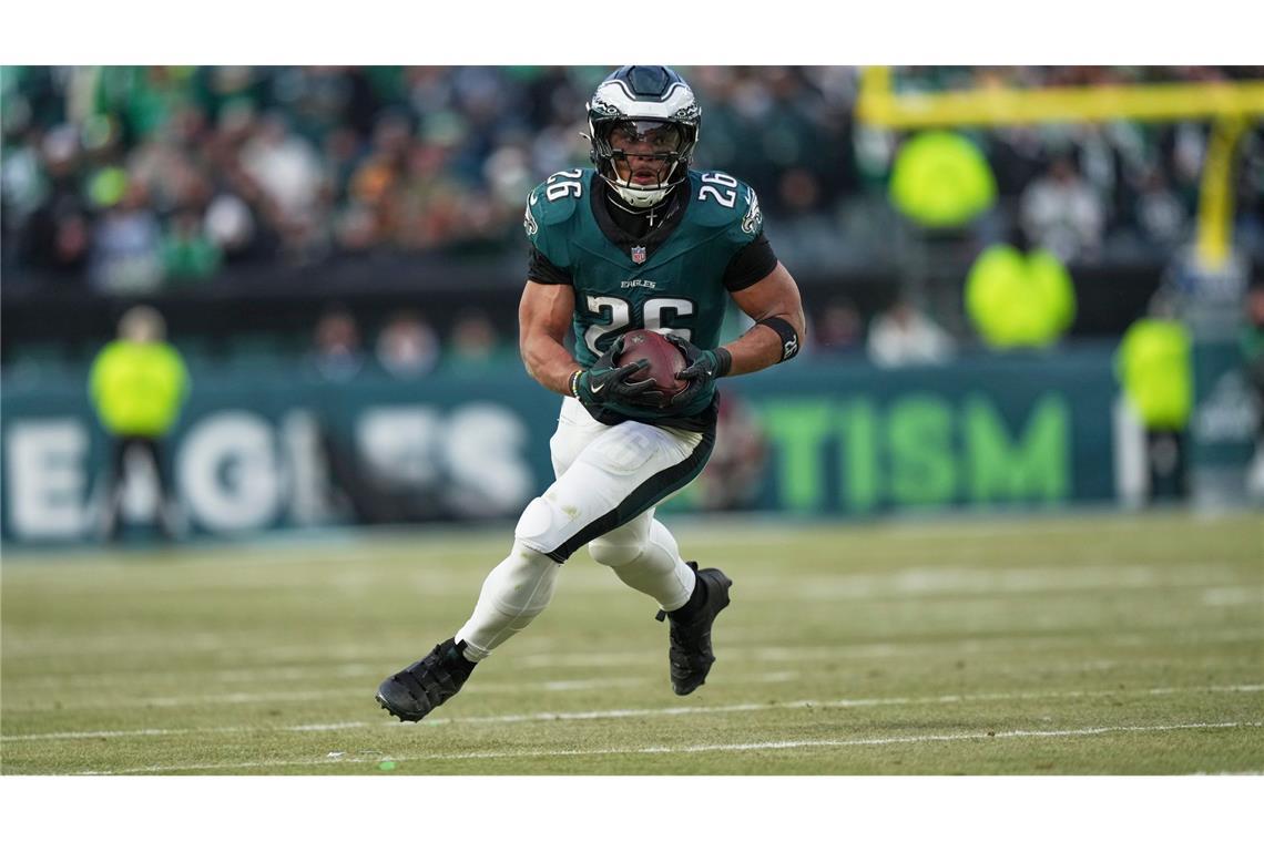 Die Eagles sind zurück im Super Bowl: 55:23 gegen Commanders Drei Touchdowns auf dem Weg nach New Orleans: Saquon Barkley überragte beim Sieg der Eagles.