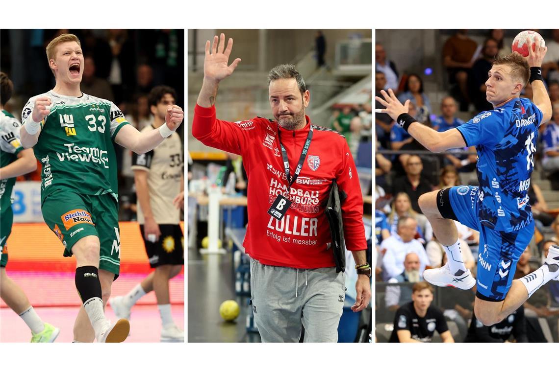 Drei von elf EM-Teilnehmern aus Württemberg: Ymir Gislason (Frisch Auf Göppingen), Iker Romero (SG BBM Bietigheim), Simone Mengon (TVB Stuttgart, v. li.).