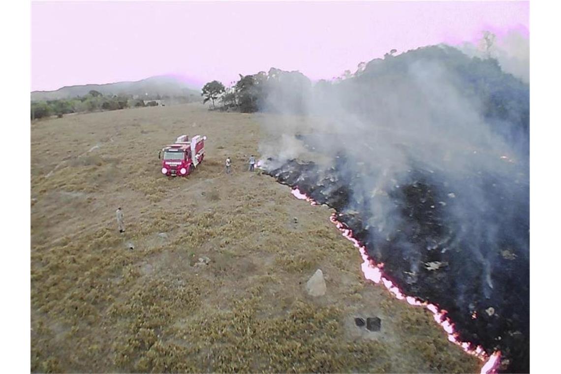 Drohnenfoto eines Brandes in der Gemeinde Guaranta do Norte im Bundesstaat Mato Grosso. Foto: Corpo De Bombeiros De Mato Gross/AP