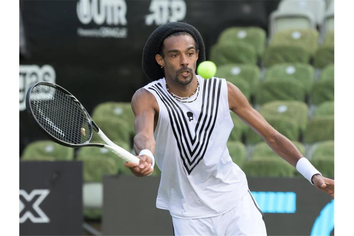 Brown trifft im Viertelfinale auf Kanadier Auger-Aliassime Dustin Brown in Aktion. Foto: Silas Stein