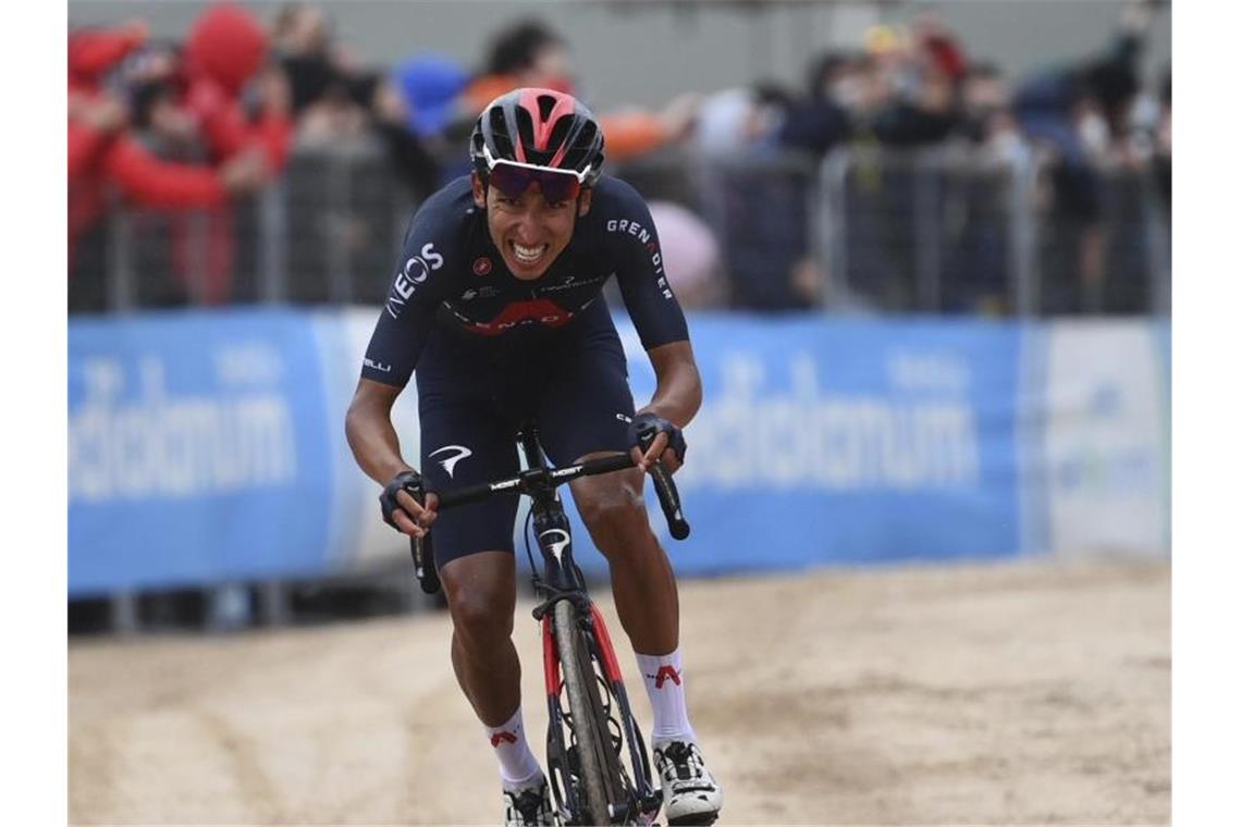 Egan Bernal gewann die zweite Giro-Bergankunft. Foto: Gian Mattia D'alberto/LaPresse/AP/dpa