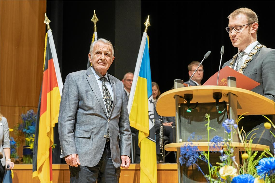 Ehrung von Wolfgang Vogt beim Neujahrsempfang der Stadt Backnang  im Backnanger ...