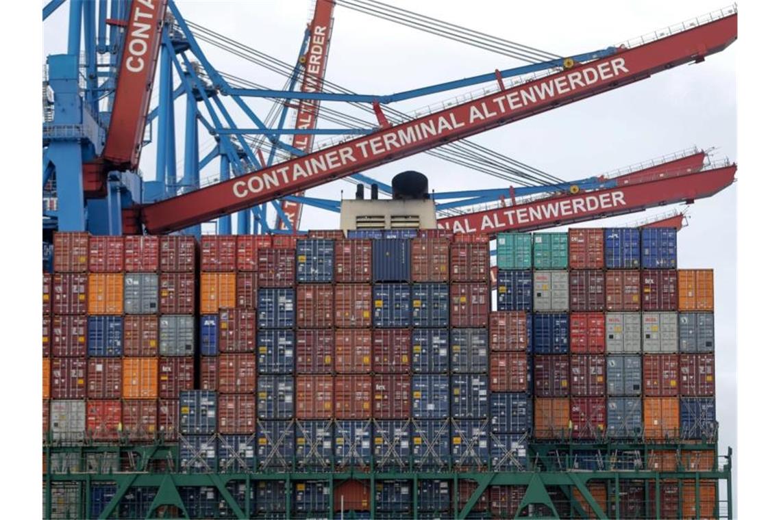 Ministerin: Seewege auch für den Südwesten „Pulsadern“ Ein Containerfrachter. Foto: Axel Heimken/Archivbild