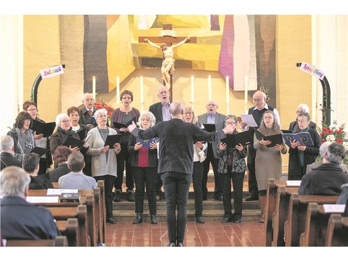 Ein eigens gebildeter Projektchor begleitet neben Orgel und Posaunenchor den Fusionsgottesdienst in Spiegelberg. Foto: A. Becher