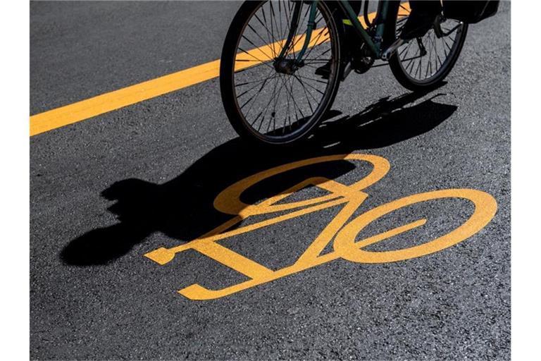Ein Fahrradfahrer fährt auf einem Fahrradweg. Foto: Zacharie Scheurer/dpa-tmn/Symbolbild