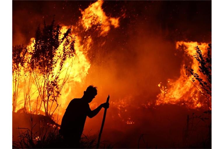 Ein Feuerwehrmann versucht, einen Torfbrand auf Sumatra zu löschen. Foto: Muhammad Fajri/XinHua