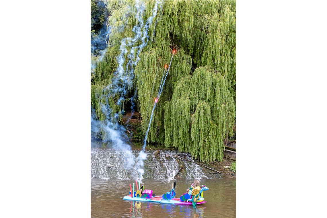 Ein Feuerwerk für die gelungene Zielankunft.