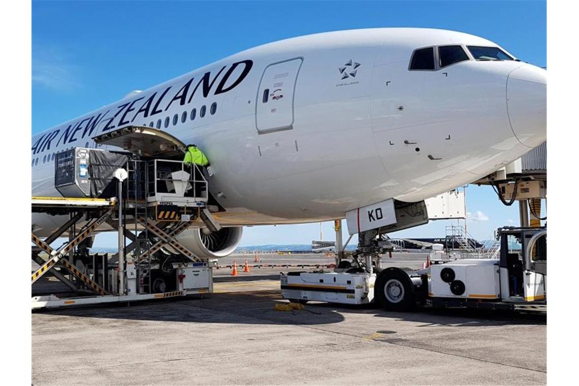 Auswärtiges Amt: 200.000 Reisende zurück in Deutschland Ein Flugzeug der Air New Zealand vor dem Abflug nach Frankfurt am Main am Flughafen von Auckland. Foto: -/Air New Zealand/AP/dpa