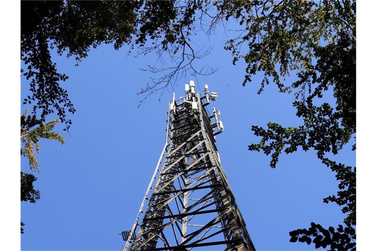 Ein Funkturm in einem Waldstück. Foto: Bernd Wüstneck/dpa-Zentralbild/dpa