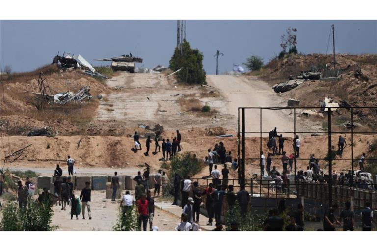 Ein Gebiet bei einem Verteilungszentrum im südlichen Gazastreifen