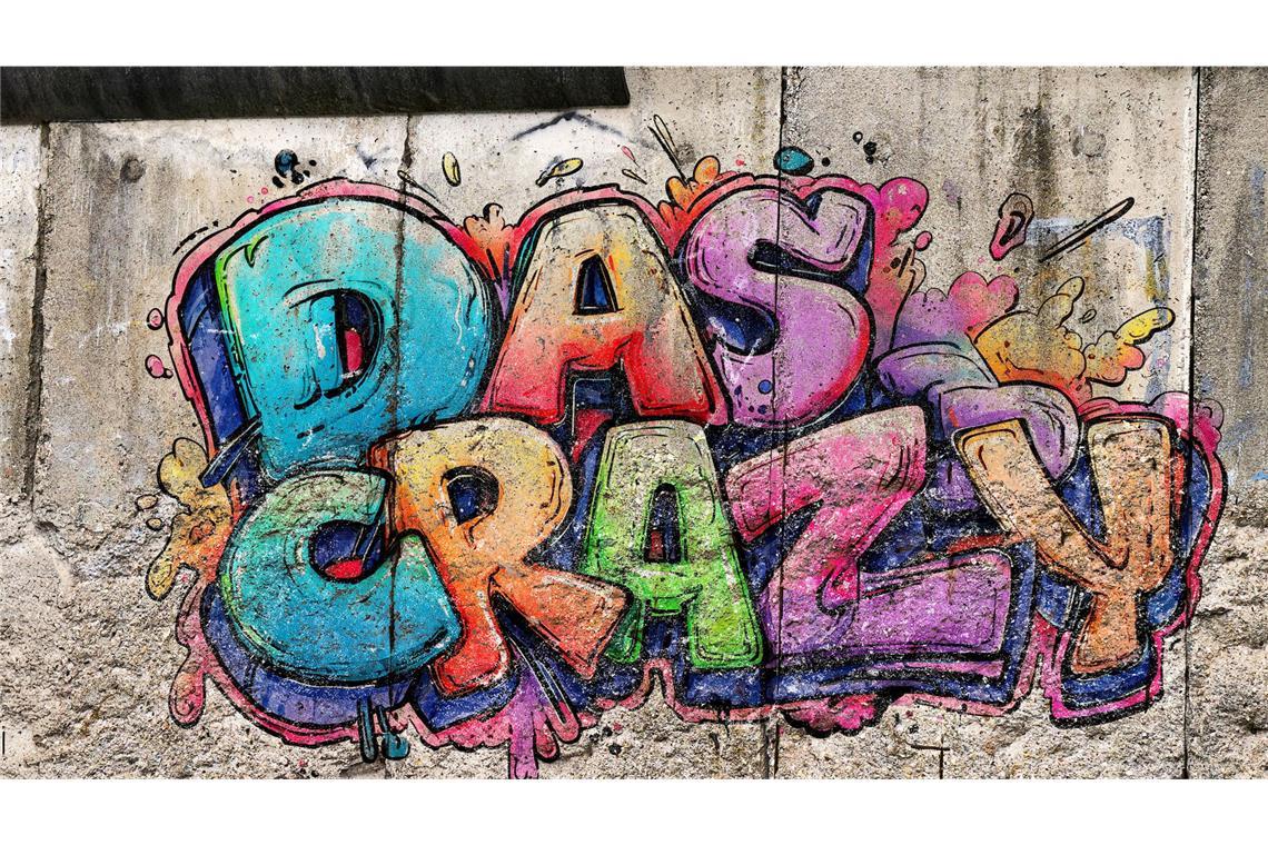 „Das crazy“ zum Jugendwort des Jahres gewählt Ein Graffito mit dem Jugendwort des Jahres.