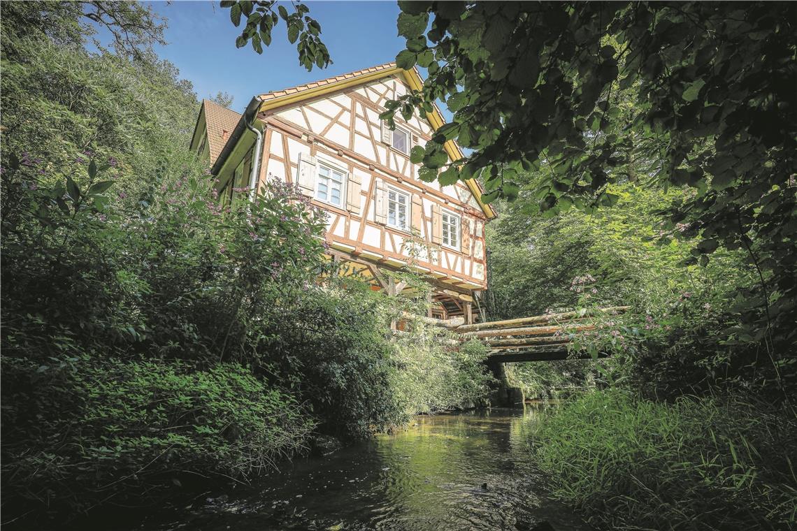 Ein idyllisches Plätzchen im Schatten bei heißen Temperaturen ist bei der Hagmühle zu finden. Foto: A. Becher; Grafik: Deutscher Wetterdienst/BKZ