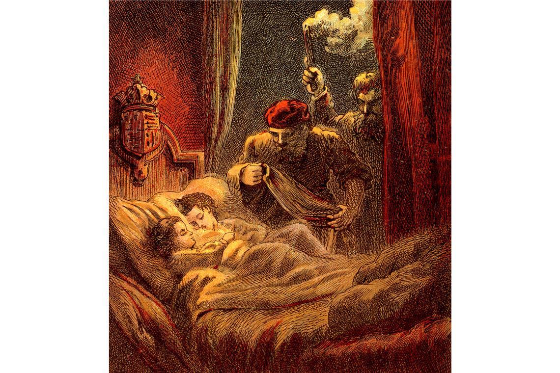 Ein Illustration um 1850 zeigt die beiden Prinzen im Tower von London: Edward V. und Richard von Shrewsbury waren die einzigen Kinder von Edward IV., dem damaligen König von England.