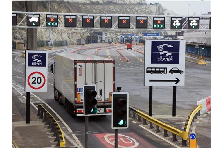 Ein Lastwagen im Hafen von Dover: Bei einem harten Brexit mit Zollkontrollen wird hier das Chaos herrschen. Foto: Silvia Kusidlo