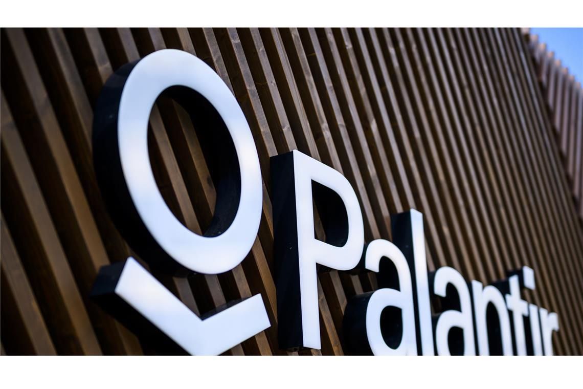 Ein Logo von Palantir Technologies, einem börsennotierten amerikanischen Softwareunternehmen. (Archivbild).