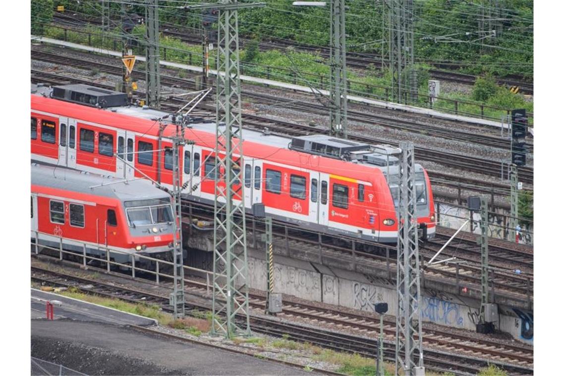 Ein Nahverkehrszug der DB Regio (vorne) sowie eine S-Bahn (hinten) fahren Richtung Hauptbahnhof. Foto: Sebastian Gollnow/dpa/Archivbild